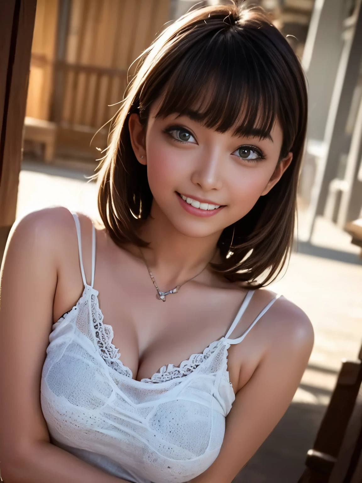 ( realistic : 1.4), ( for light, thin hair color: 1.4),  super high resolution, (fine grain),(  full body shot ),((Gravure photoshoot poses)), *********** female **************************、1 person,Big Breasts( clevis:1.2),  straight hair,((Cute bra and panties)), big eyes,Blushed,((smile)), detailed face and skin textures ,  HEALTHY SKIN,(  ***************** Classroom  ),8k resolution、Jet black hair