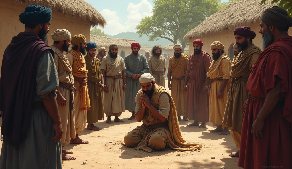 (photorealism:1.2) Rajasthani young man 2 praying with Christian God and Krishna is blessing the person in open sky and in desert