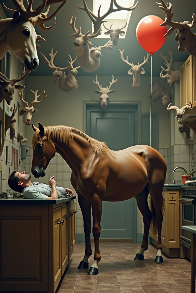 (duo:1.2), ((((faceless human, deer, feral)))), standing on all fours, on table, indoors, masterpiece, high quality, realistic, detailed background, ((((side view, anal)))), ((((inflation, excessive urine, hyper penis, doggystyle, stomach bulge, penis penetrating anal, anal tugging, closed eyes, screaming))))