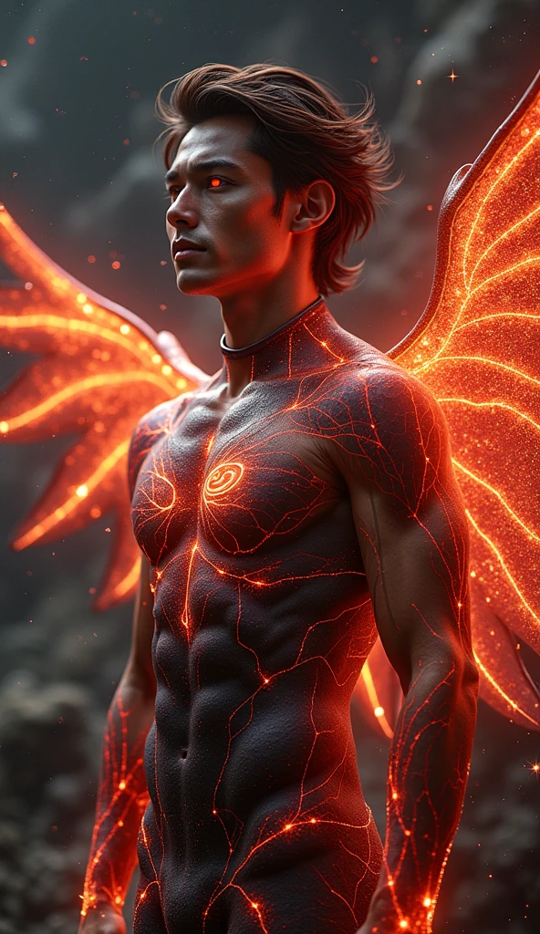 The guy with the brown hair, The spirit of hell consumes a person;soul, filling him with horror, Death and despair, full length