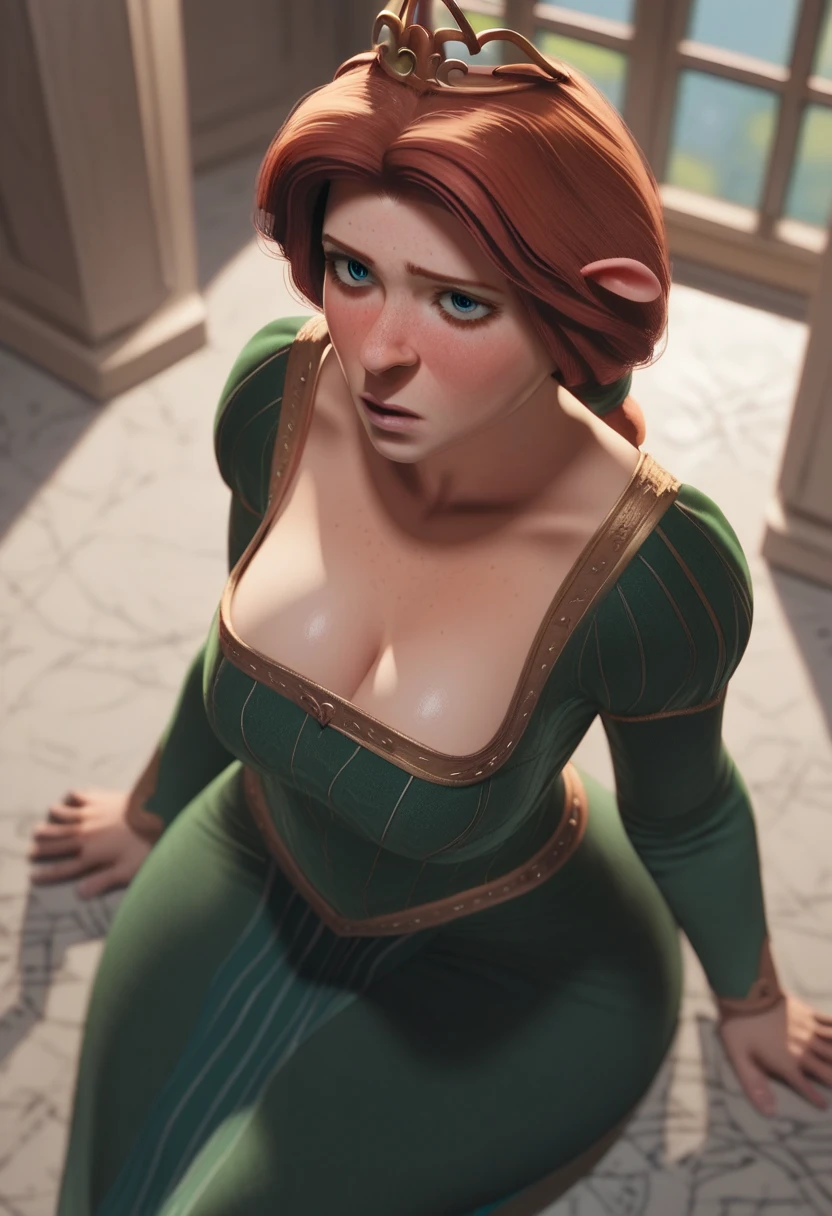  score_9, score_8_above, score_7_above, princess fiona,alone,inside,depth of field , blush, beautiful,  big thighs big breasts, pose sexy