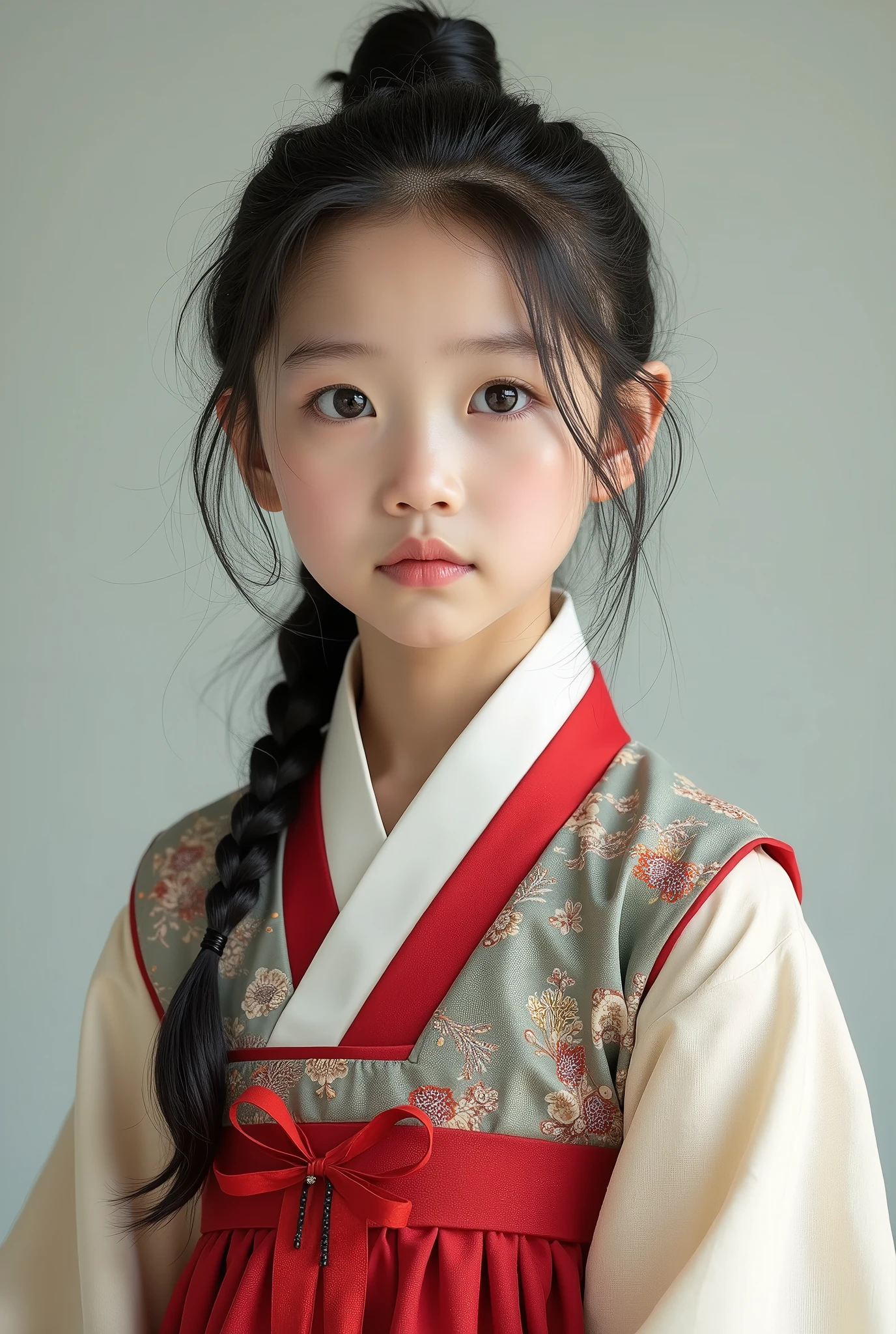 11 year old girl Japanese Braids and ribbon Realistic Skin