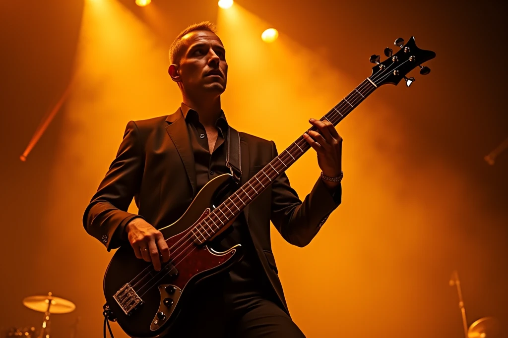 man standing on stage, bass guitar in hand.
Модель
SeaArt Infinity
1024 x 682px