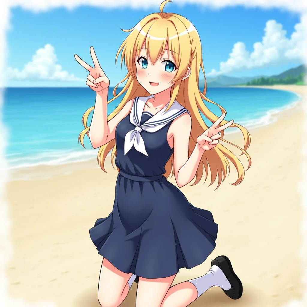 portrait of goldie_lemmon running on beach, swimsuit, (flat chest:0.35), masterpiece, whole body, <lora:GoldieLemmon:0.75>, 12yo