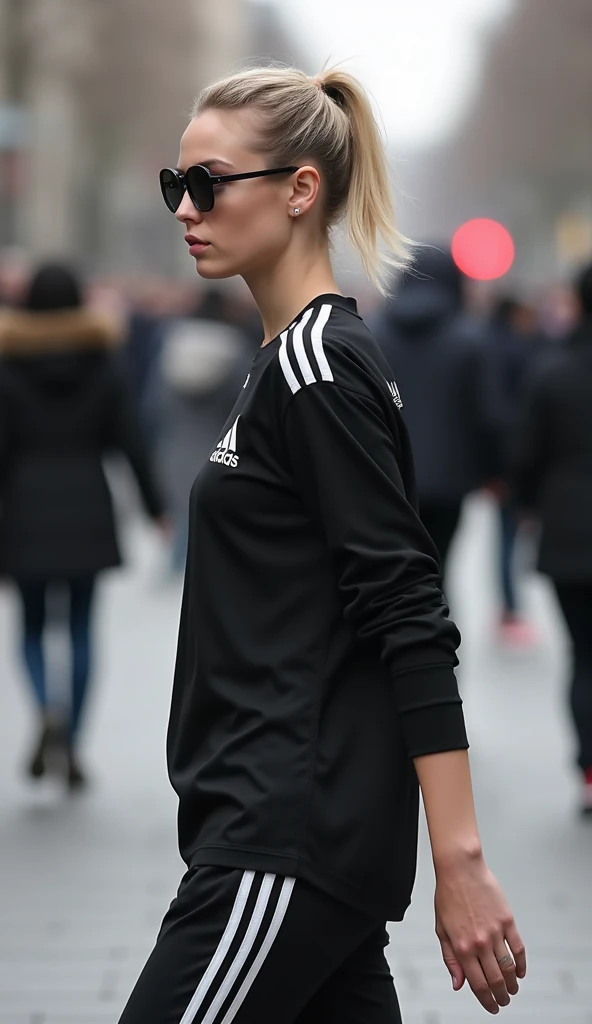 her name is Annie, high quality, 1girl, ((20-year-old fit Caucasian woman)), ((20 years old)), ((fit)), ((hair in a bun)), pose: standing, wearing bright colored unique gen Z modern wear, BACKGROUND: Grew up in the scenic city of Stockholm, where the archipelago meets sophisticated urban design and rich history.