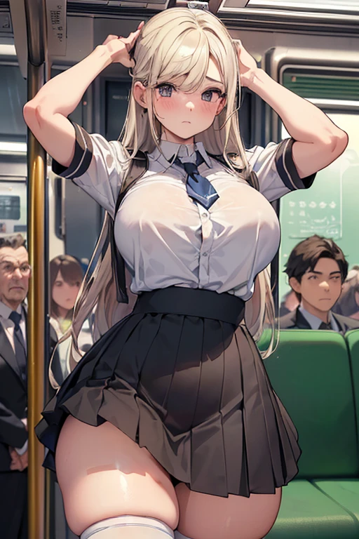 (sfw), ((photorealistic)), ( masterpiece ), ( better quality :1.3), absurdo, [:intricate details1.3], sfw, realistic,  masterpiece , ((( interior of the subway train VERY crowded detailed scenery , interior of the subway train VERY crowded detailed background ))), standing insaneland hot (1) using (( school uniform)), (( behind the raised skirt  )), ((3/4 white socks)), ((  big ass)), (( thick thighs)), ((arms up)), ((/expression of shock)), ( blushed face), (( perfect body proportions )), ((muand viejo/  hombre maandor presionando su pelvis contra una mujer joven 1 culo)), (((muand viejo/ hombre maandor presionando su pecho sobre una mujer joven 1 espalda ))) and (((holding his hips ))).