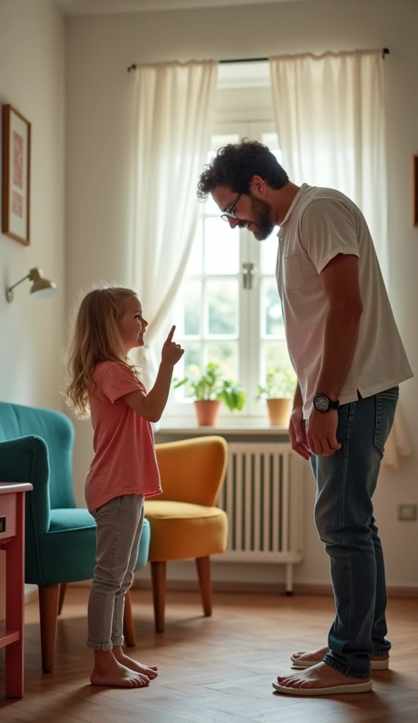 She looked like a 6 year old, She and her father were angry afterwards, Shout with mouth open, The two of them then stood up