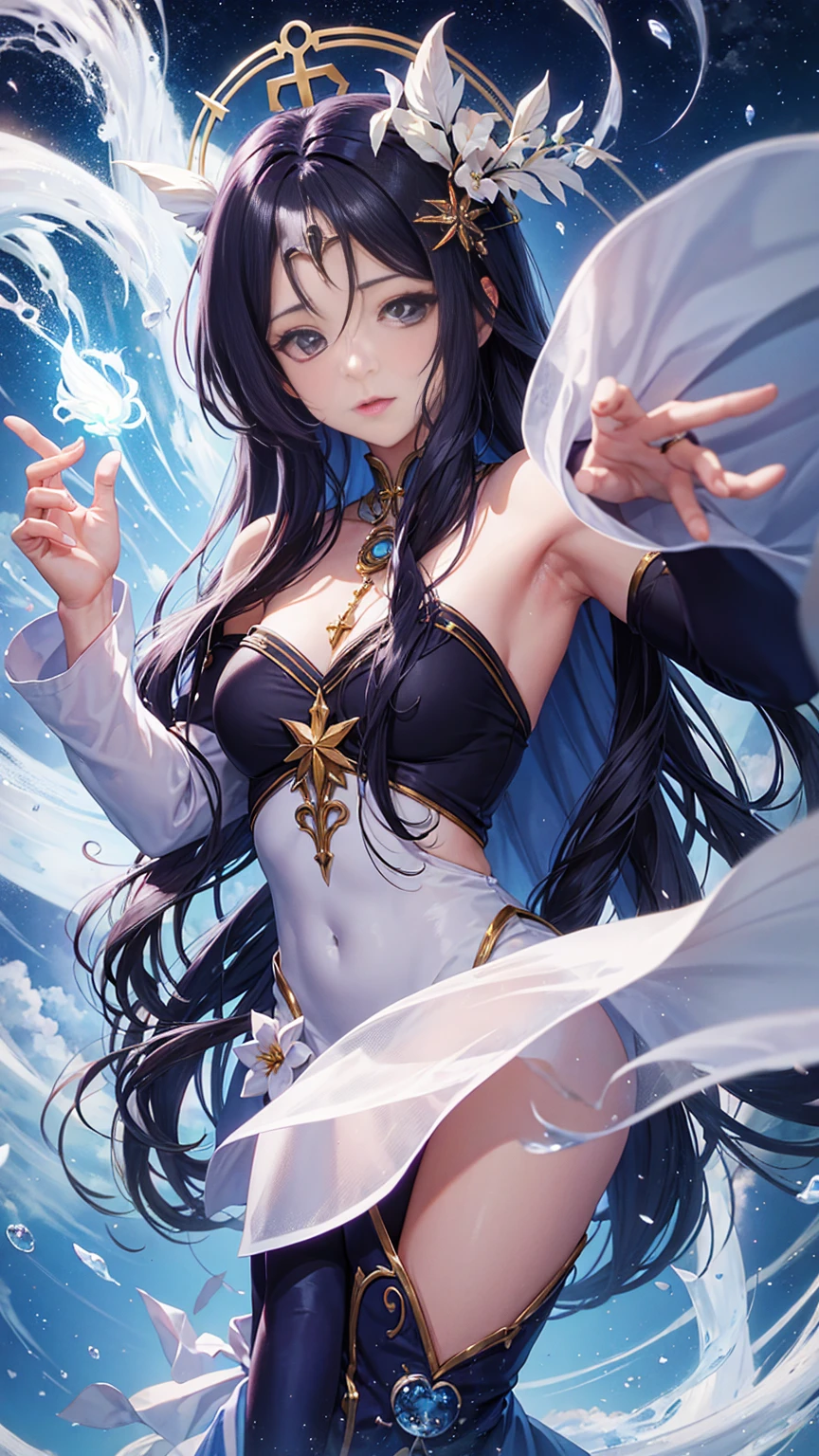 {{{{amazing quality, great quality, high quality, very aesthetic, aesthetic, best quality}}}}, 
realistic, photo, shadow, Three-dimensional, absurdres, Digital art, 
{{{{Magical girl}}}}, beautiful girl, one girl, 
black hair, long straight hair, hair, trimmed hair, shiny hair, blunt bangs, short sideburns, 
brown eyes, tareme, 
{{flat chest}}, {{small breasts}}, {{detailed body}}, slim thighs, thin thighs, 
white cloak, cloak over naked, {{A girl hides her nakedness with a cloak}}
{{both shoulders expose}}, {{covered navel}}, 
{{magic circle}}, 