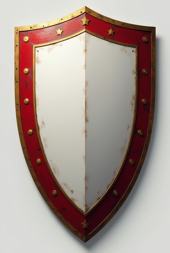create 3 image of shield that have diferent colour for the border red, black and gold .  make it white inside , and make it looks real