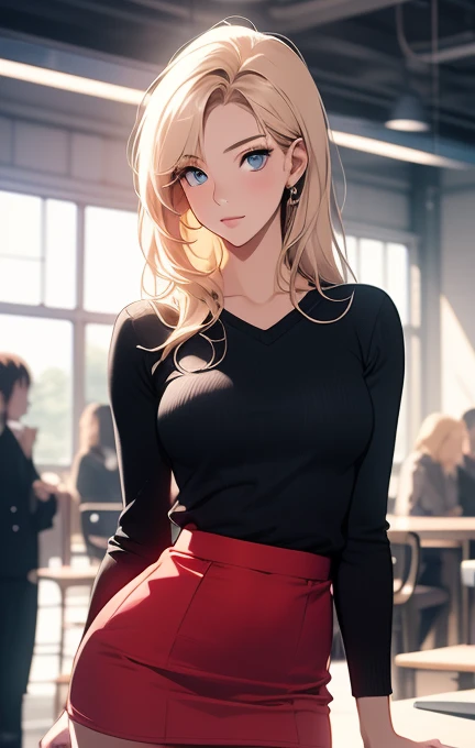 ((  Masterpiece ,  best quality,   kampala, , ,  pixel perfect,    Depth of Written Boundary , 4K,   very detailed ))),   1 girl, single, Alone,    beautiful anime girls,    Beautiful Art Style ,   anime character , (( long hair, 分け目のあるbangs, bangs,  Blonde)), ((  blue eyes :1.4,  Round Eyes ,  Beautiful eyelashes ,  realistic  eyes)), (( detailed face , :1.2)), (( smooth texture:0.75,  realistic  texture:0.65,  realistic :1.1,   anime CG style,   bright color)), (( medium chest ,  :0.9, Big Breasts)),   dynamic angle,   perfect body, ((throw,  Dynamic Poses I Had Sex 900 Times, close)), (( white v-neck sweater  ,   Long Sleeve  ,   black tight mini skirt, woman&#39;s belt ,  perfect eye details , single handbag,   1 Diamond Necklace )),  open your mouth ,   embarrassing, amusement park