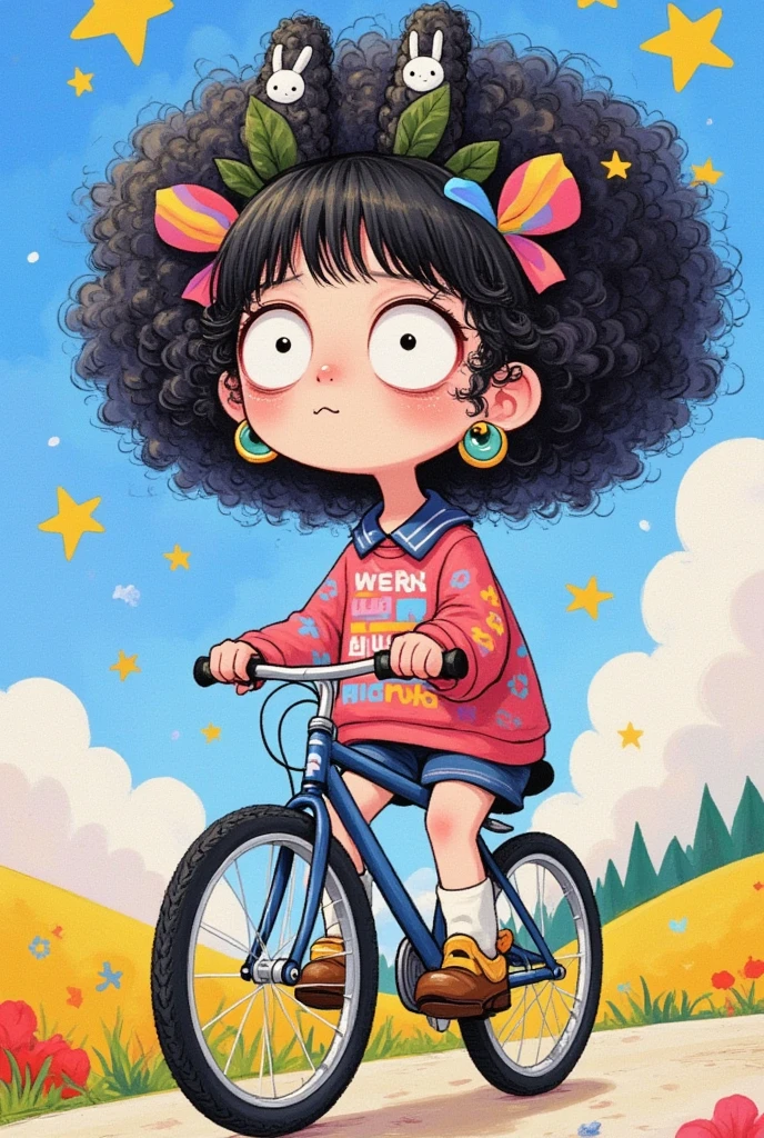  cartoon：Girl riding a bicycle