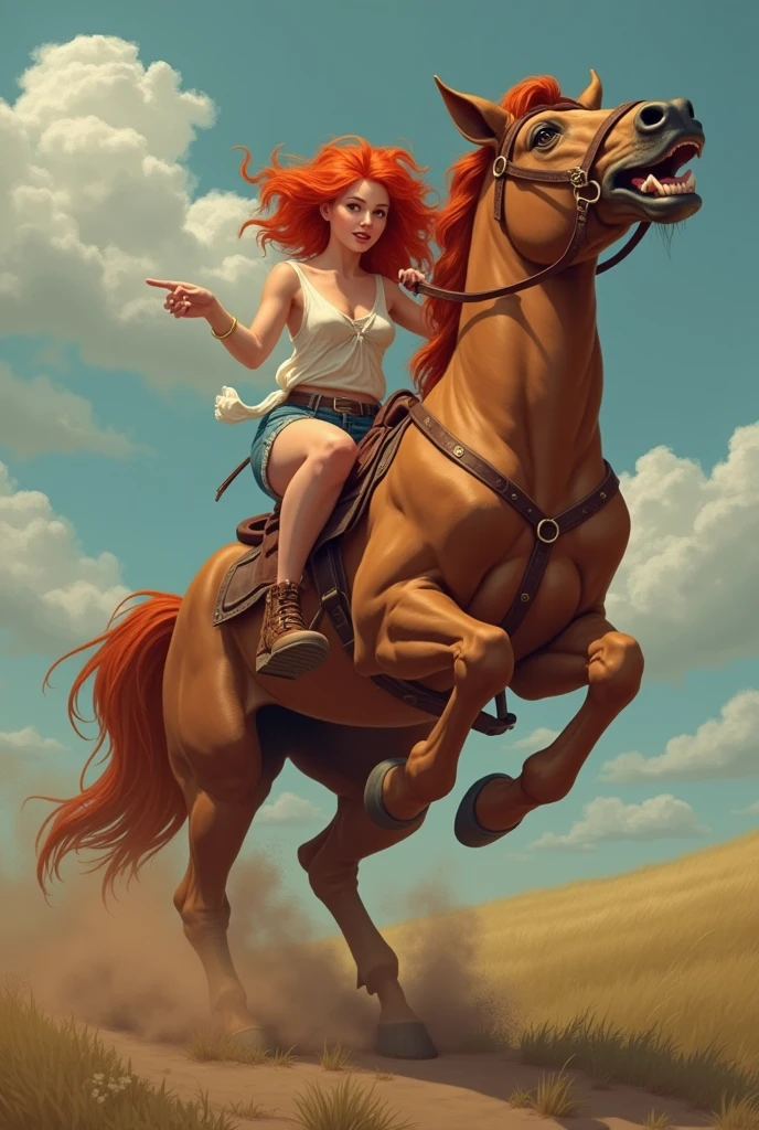 NSFW (nude) (Nami ((human)) large breasts, strip of pubic hair) riding male centaur with horse penis, full body, on a deserted beach