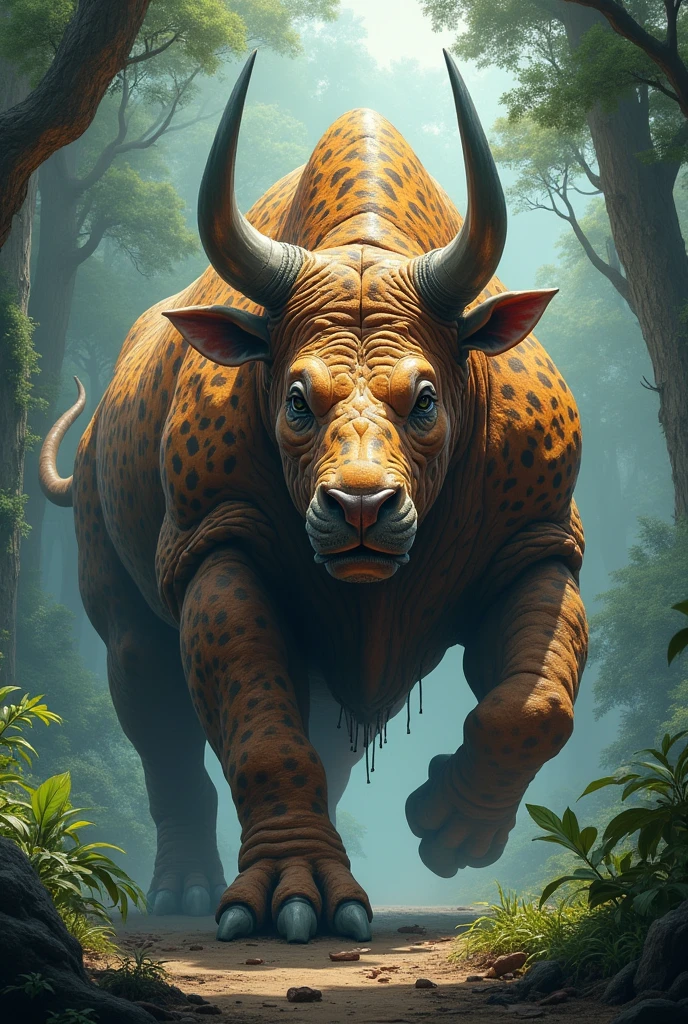 create the image of "My ox Bumba" replacing the bull's face with a cockroach's face.