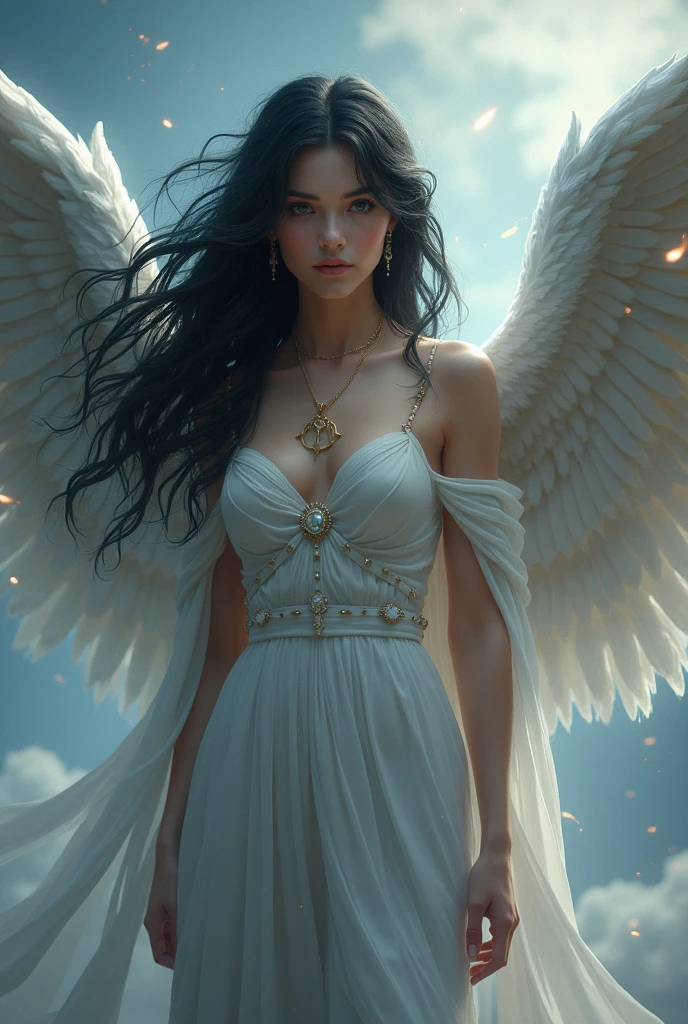 (((corpo inteiro))) ANGELIC WONDER, NASCIDO DA LUZ, ANJOS ALADOS:, SKY SENT, master part, altamente detalhado, fotorrealista, high resolution, forma espectral, Cinematic Noir Lighting, Fotorrealismo surreal, detalhamento forte