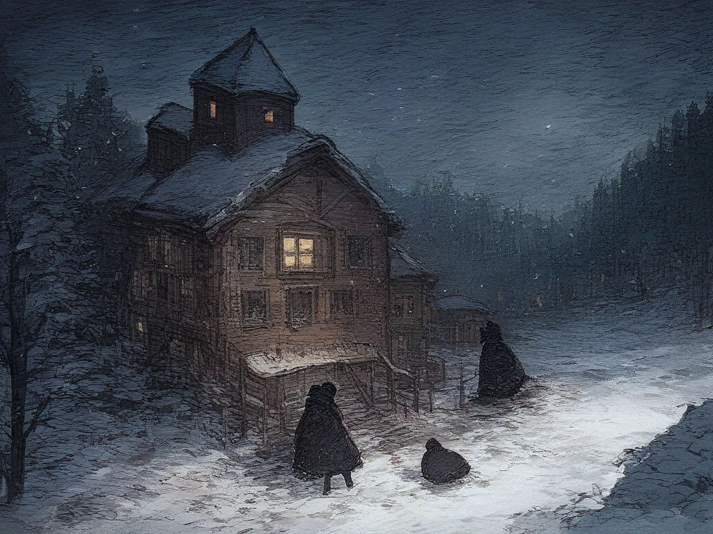 black souls style, 1girl, crying over his father's grave, during the snowy night, in a snowy meadow