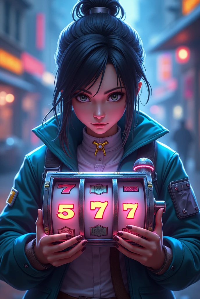1 girl, Japanese cartoons, Black short hair, Shiny glasses lenses, Keep your mouth shut,poker face, sit, She held a glowing sphere in her hand