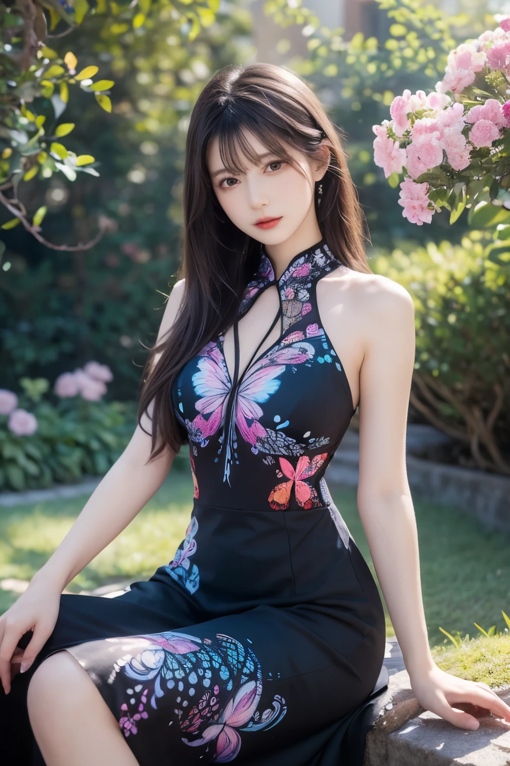 highest quality、Ultra-detailed、Floral Bikini、High heels