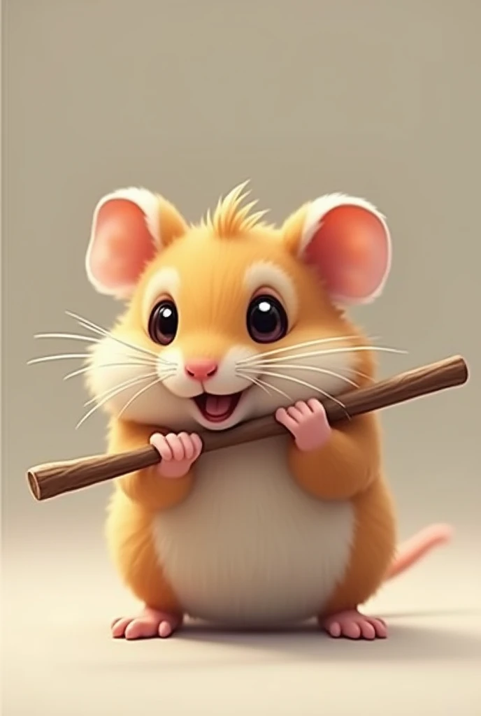 Hamster with a stick