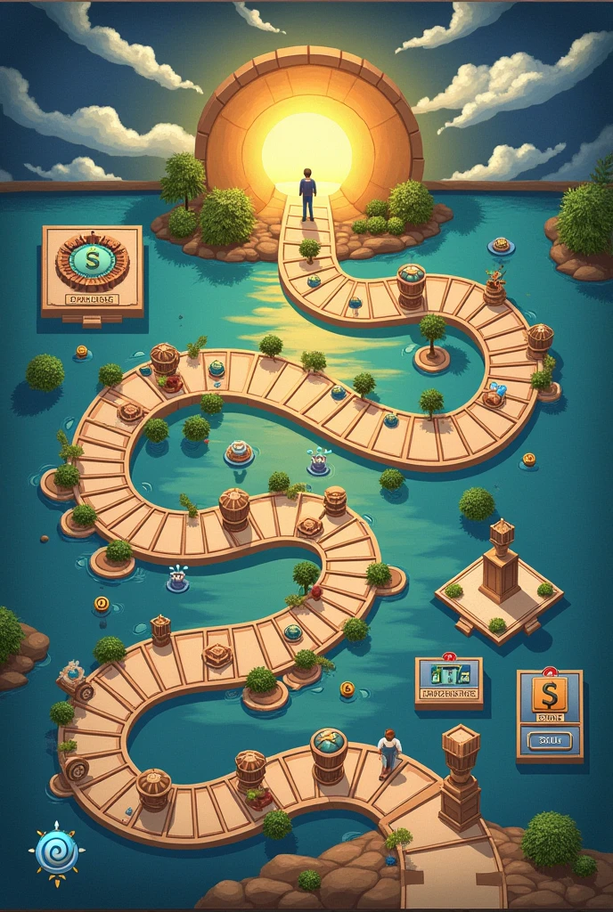 Let's design the game board for "The Motivation Quest."  We'll avoid a simple linear progression like Snakes and Ladders and instead create a more dynamic and thematic board reflecting the journey towards achieving goals.
 
1. Thematic Approach:
 
Instead of numbered squares, let's use spaces representing different stages or aspects of achieving a goal.  Think of it as a journey with various challenges and rewards along the way.  Here are some ideas for spaces on the board:
 
- Starting Point:  "Goal Setting" – players begin by defining their goal.
- Challenge Spaces:  These spaces trigger challenge cards.  Examples: "Procrastination," "Self-Doubt," "Burnout," "Lack of Clarity."
- Reward Spaces:  These spaces trigger reward cards.  Examples: "Small Win," "Boost of Confidence," "New Skill Acquired," "Clearer Vision."
- Decision Points:  These spaces present players with choices that impact their progress.  Examples: "Short-Term vs. Long-Term," "Risk vs. Safety," "Collaboration vs. Solo Effort."
- Skill Spaces:  Landing on these spaces allows players to collect skill tokens representing different motivational skills (e.g., time management, self-discipline, resilience).
- Shortcut Spaces:  These spaces allow players to jump ahead, representing moments of breakthrough or unexpected progress.
- Setback Spaces:  These spaces represent setbacks or unexpected challenges, potentially moving the player backward.
- Goal Space: The final space, representing the achievement of the initial goal.
 
2. Visual Design:
 
The board should be visually appealing and thematic.  Consider using colors and imagery that evoke feelings of progress, achievement, and overcoming challenges.
 
3. Card Types:
 
- Challenge Cards:  These cards present motivational obstacles.  Each card should describe a challenge and offer several options for overcoming it.  The consequences of each choice should be clearly defined (e.g., move forward/backward, gain/lose skill tokens).
- Reward Cards:  These cards 