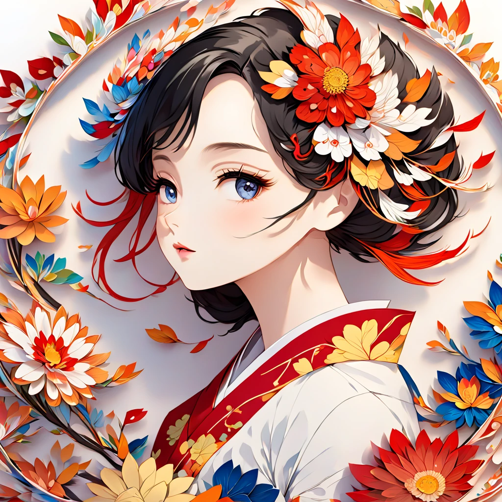 Close up portrait of woman in kimono dress holding fan, Ultra-fine detailed paintings inspired by Nishikawa Sukenobu, Pixiv, Ukiyo-e, Japanese art style, Japanese Art on Behance, traditional japanese art, Beautiful anime artwork, Japanese illustration, In the Ukiyo-e art style, From the Sengoku period