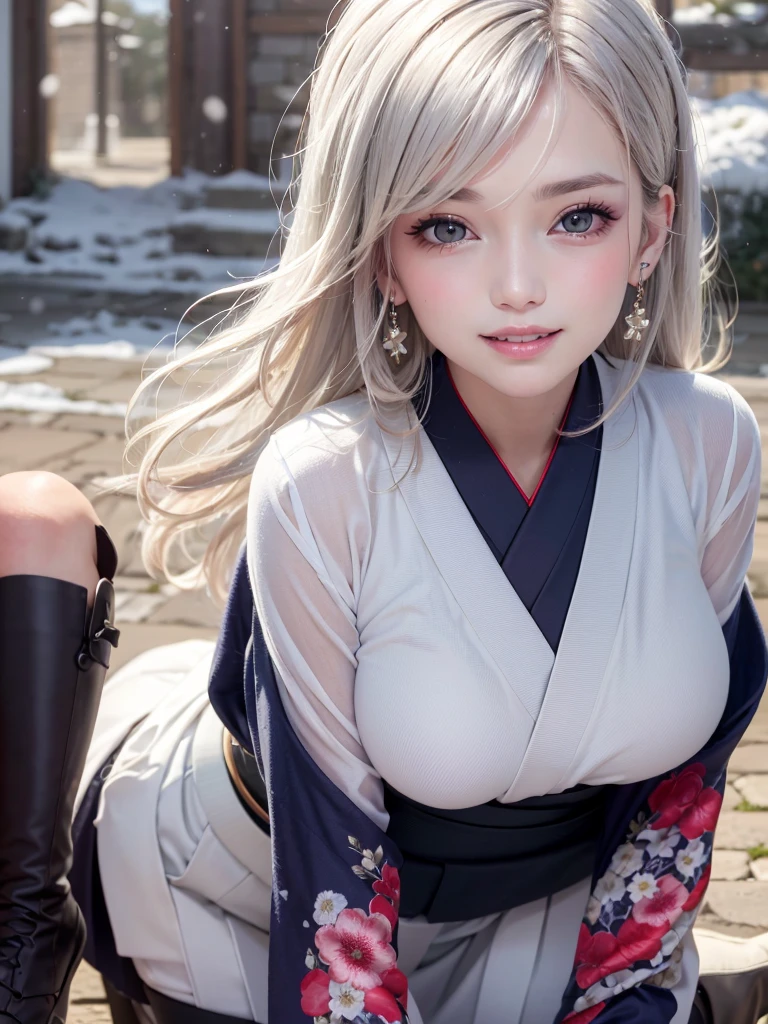 (Highest quality, masterpiece, Ultra-high resolution, 8k), 18-year-old.Japanese Girls,1 person,(Japanese Festivals),I'm wearing a happi coat,Detailed narrowed eyes, (Single eyelid),(Slender body type 1.0),((Overwhelmingly small breasts 0.9)),(tradition),portable shrine,(Serious expression),Incredibly powerful pose,(short hair),(White Hair),Highly detailed skin and facial textures:1.3, Ultra detailed face, Detailed hands and fingers, Keep God,(Cute and slim goddess 1.0), Fair skin, (Calm:0.9, Totally captivates you:1.0) ,(Beautiful Bangs)、(Beautiful white and shining skin、Cheek gloss highlighter、Beautiful and adorable face、The most beautiful face in the world、big, Sparkling Blue Eyes)