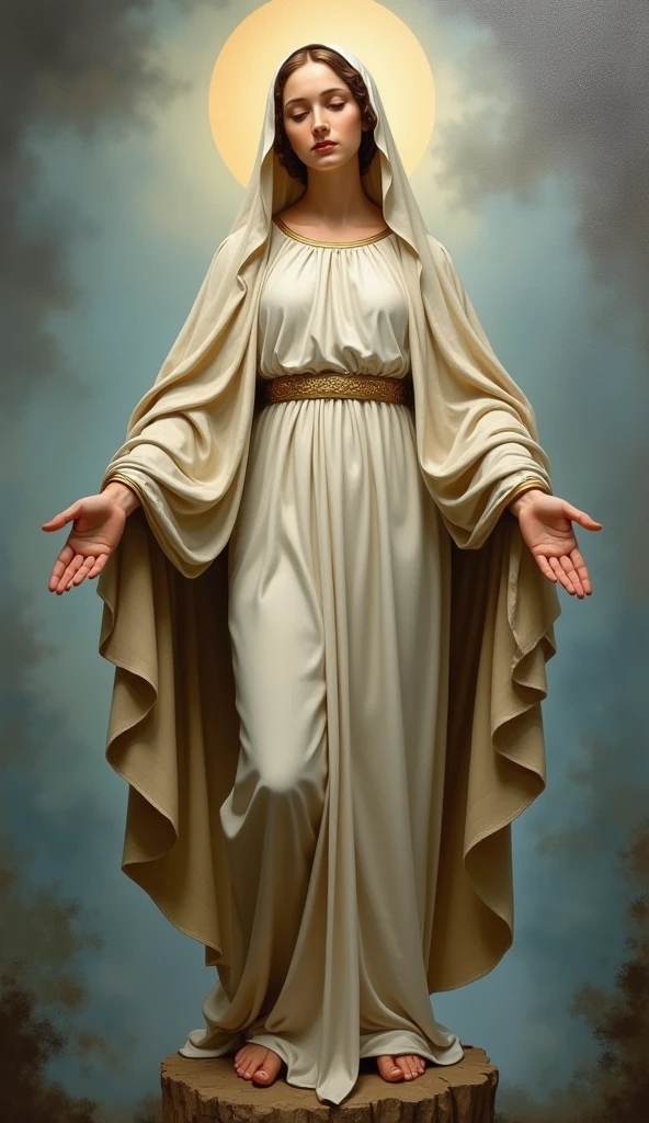 A pure and beautiful full-body statue of the Virgin Mary