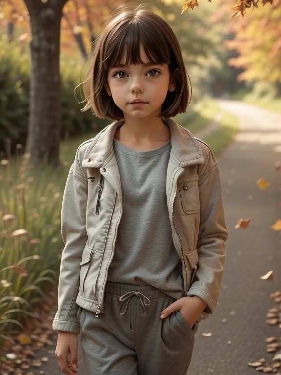 eleonora girl, shy, bobcut, small size, jacket, pants, autumn