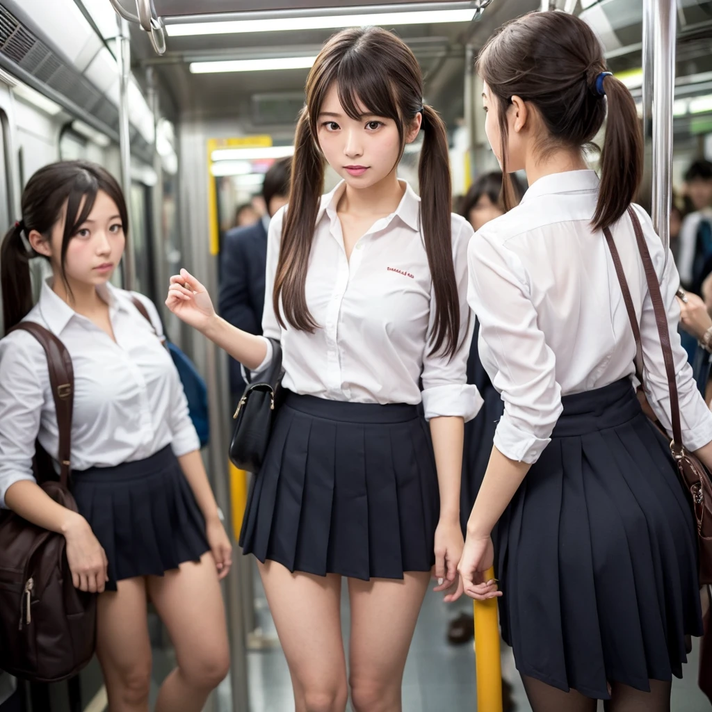 Elementary school AV actress,Show me your ass,School uniforms,young,bangs,(Browsing Caution:1.2),In a crowded train,Naughty gaze
