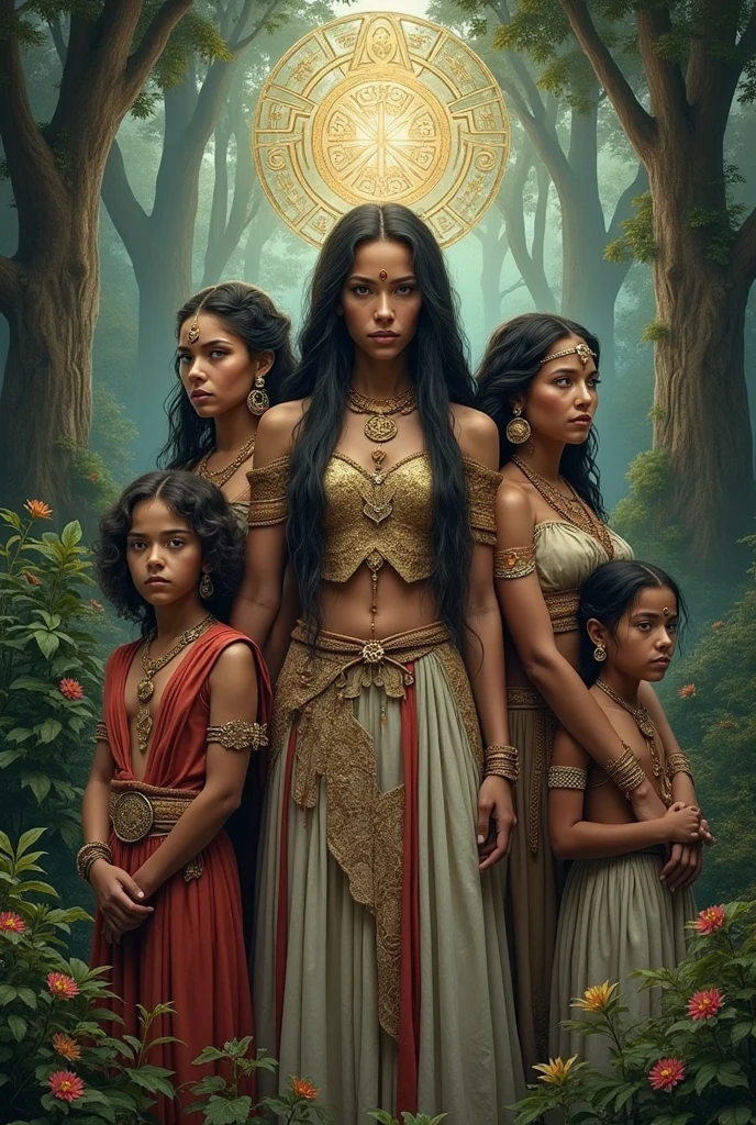 Aztec goddess and Aztec goddess with children