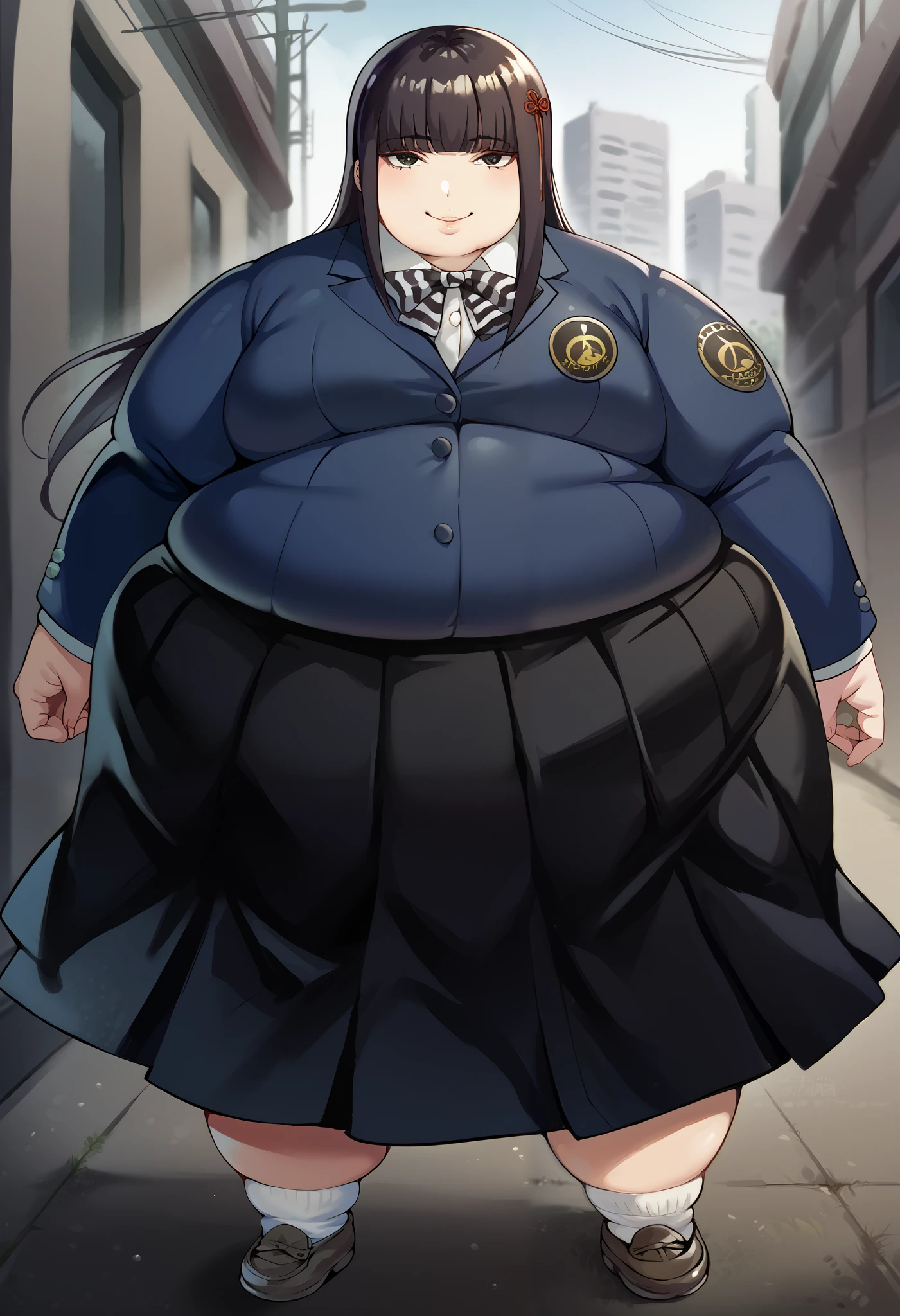 1girll，nightcity，Sateen，coat large，Put your hands in your pockets，Pregnant belly, One-piece tights, cabelos preto e longos, Large breasts, Raised sexy, Charming eyes, ssmile, style of anime, 8K, Super detail, Highest quality pregnant belly, Maternity clothing，Maternity wear，Pregnant belly，Pregnant belly