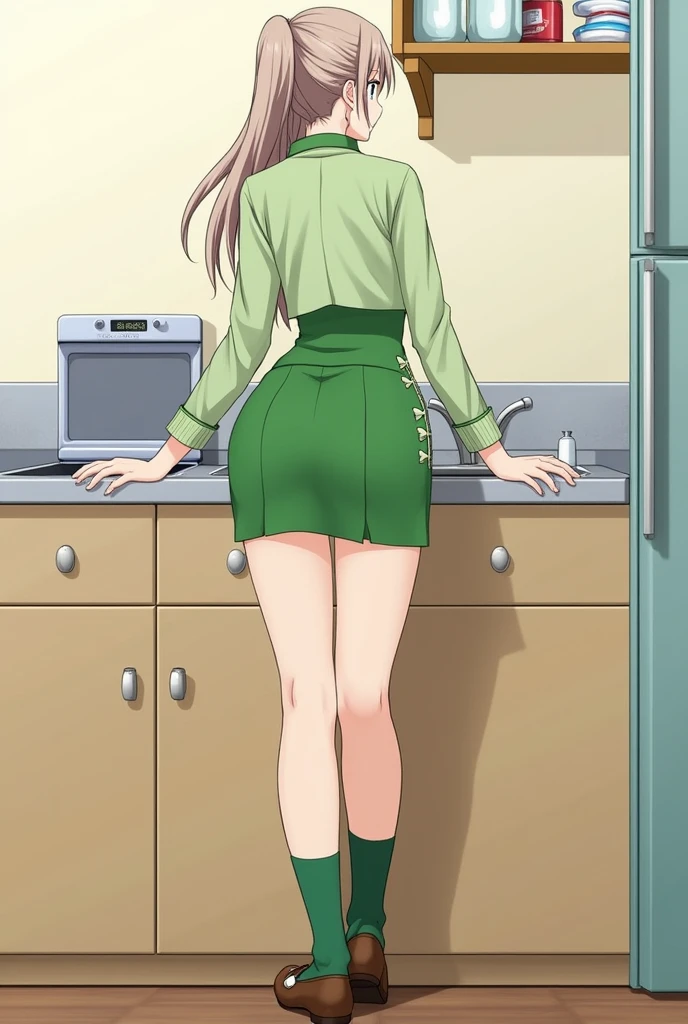 ((pantyhose))mesa ((bunda grande))((Swamp breasts))((rosto perfeito))((Sensual))(((Traje mesa HOT))), Obra-prima， A melhor qualidade no melhor， 1 ， Kushina Uzumaki ， seios grandes saia transparente ,（escote)，（Close da parte superior do corpo)，，Is shy，sorriso，com cabelo rosa， longo， There is a woman with red hair and stockings posing in a bathroom, bottom angle, Lit from behind, de joelhos, coxas e saia, de joelhos, peeping from behind, coxas de perto, curvy accentuated booty, Estudante hiper-realista em vestido curto apertado , Joelhos enfiados, dobrar, hugging your knees, iluminado por baixo, view from behind, upskirt
