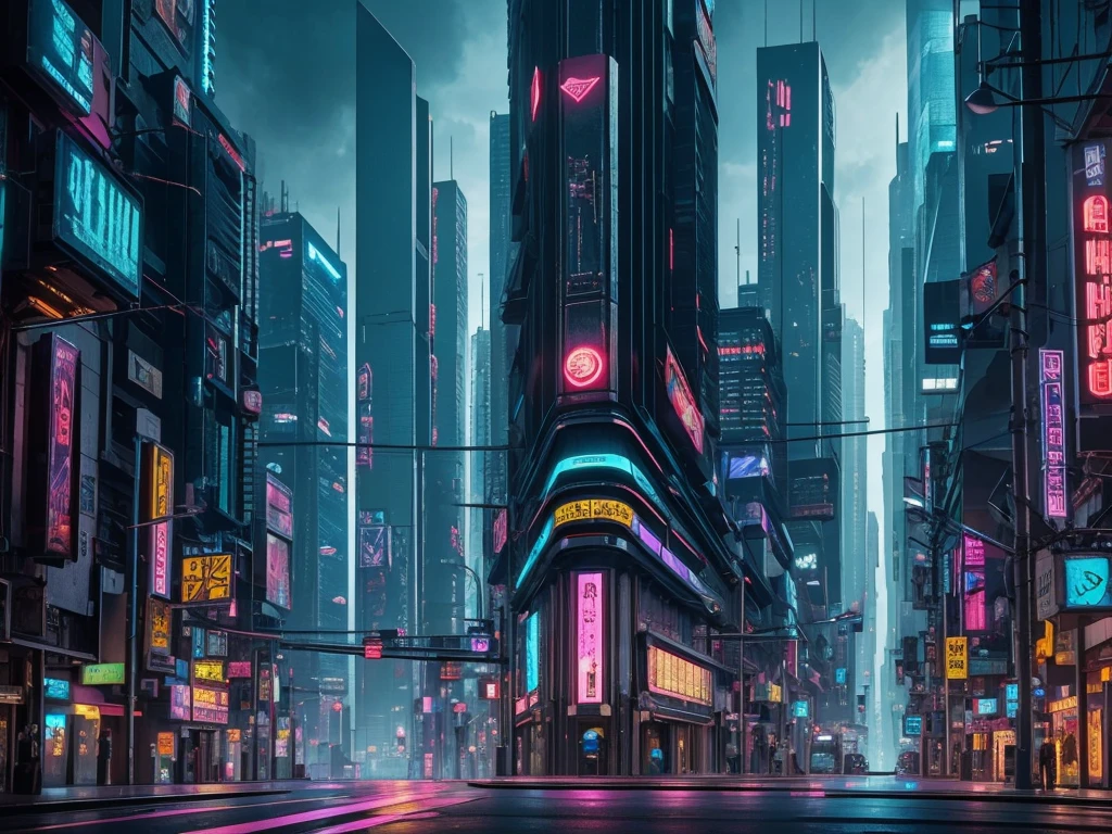 Cyberpunk city from sci-fi movie, empty street, ((ultra-detailed)), realistic, surreal, ((high quality)), ultra-detailed, crazy detail, (((photo-realistic))), 8