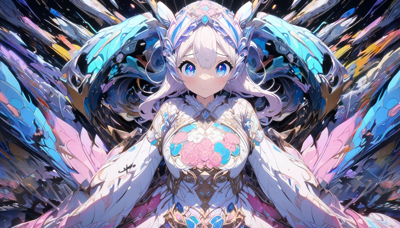 A celestial cyborg illuminated in ethereal light, its metallic form reflecting hues of cosmic blue and shimmering silver. The image, a stunning photograph, captures the intricate details of its intricate circuits and glowing neon accents against a backdrop of swirling galaxies. The composition is striking, showcasing the fusion of advanced technology with celestial beauty in crystal-clear quality.