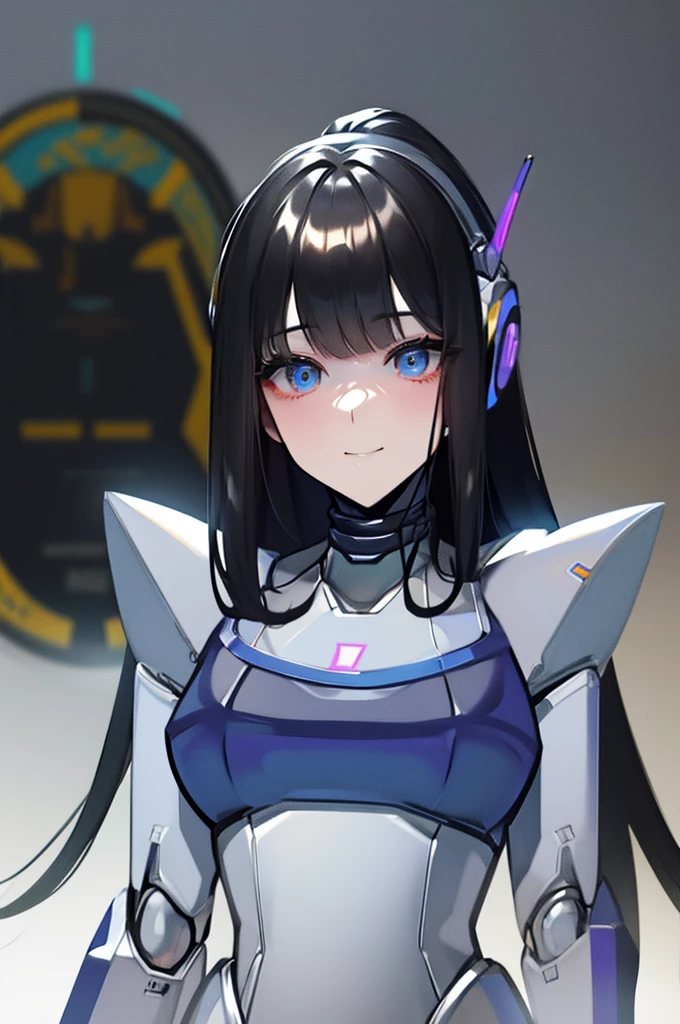 masterpiece, best quality, extremely detailed, Japaese android girl,portrait,Plump,a bit chubby,control panels,android,Droid,Mechanical Hand, Robot arms and legs, Black hair,Blunt bangs,perfect robot girl,long tube,thick cable connected her neck,android,robot,humanoid,cyborg,japanese cyborg girl ,robot-assembly plant,She is assembling now,assembly scene,blue eyes,chest monitor,hypnosis,blank eyes