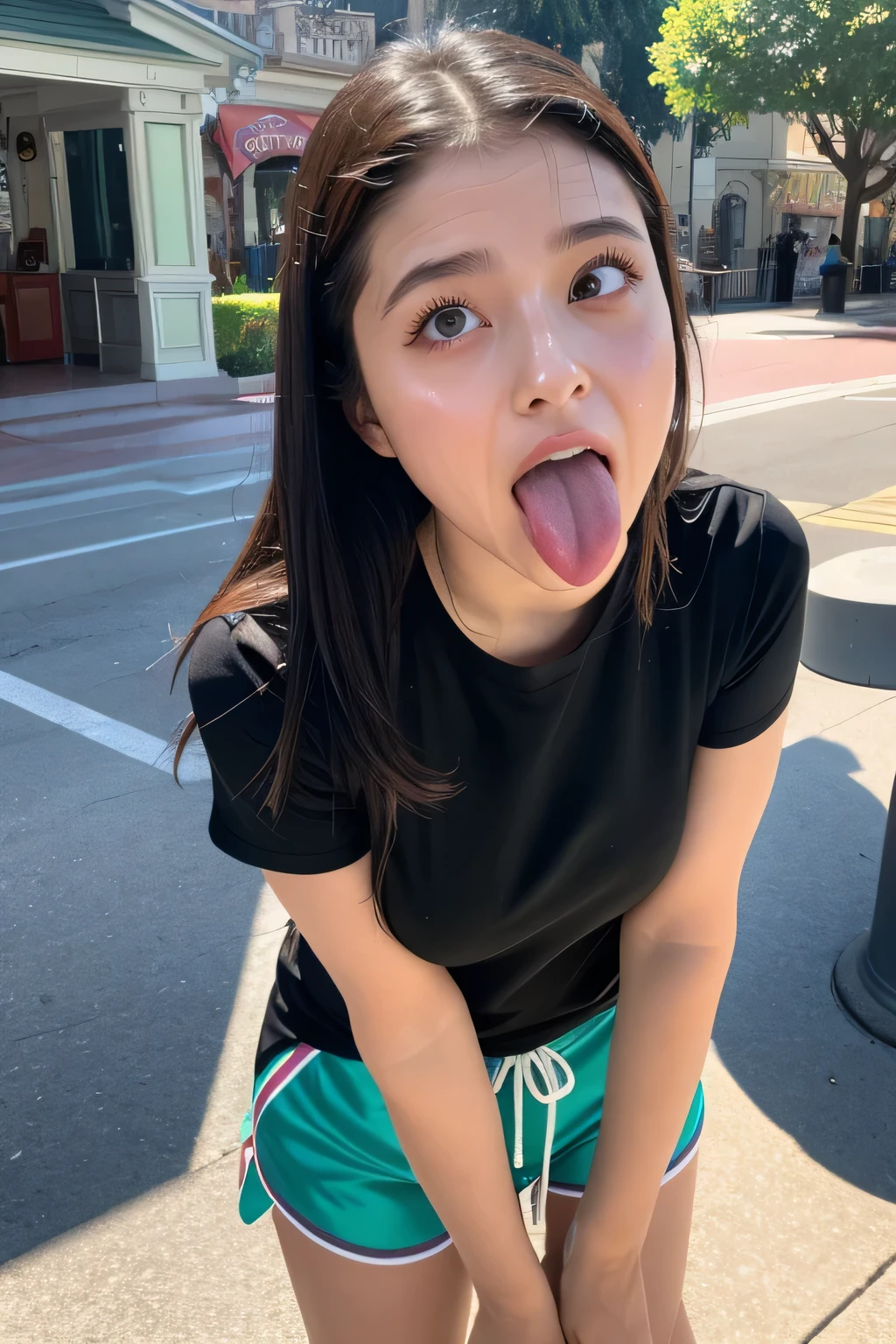 Deepthroat sex, eating a huge penis with a mouth wide open