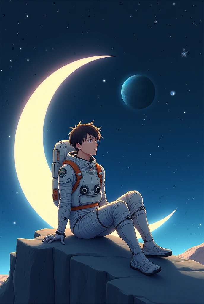 illustration for the children's book of the boy who got stuck on the moon