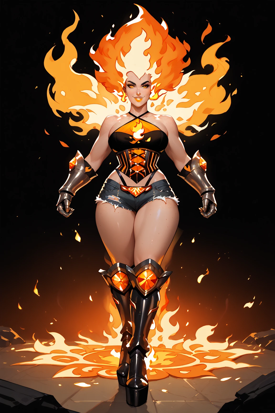 (best quality,4k,8k,highres,masterpiece:1.2),ultra-detailed,(realistic,photorealistic,photo-realistic:1.37),grey background,solo,1 girl,white and gold bodysuit,very long hair,pink hair,angry,brown eyes,earrings,hanging breasts,thick thighs,full body,dark skin,storm from x-men
