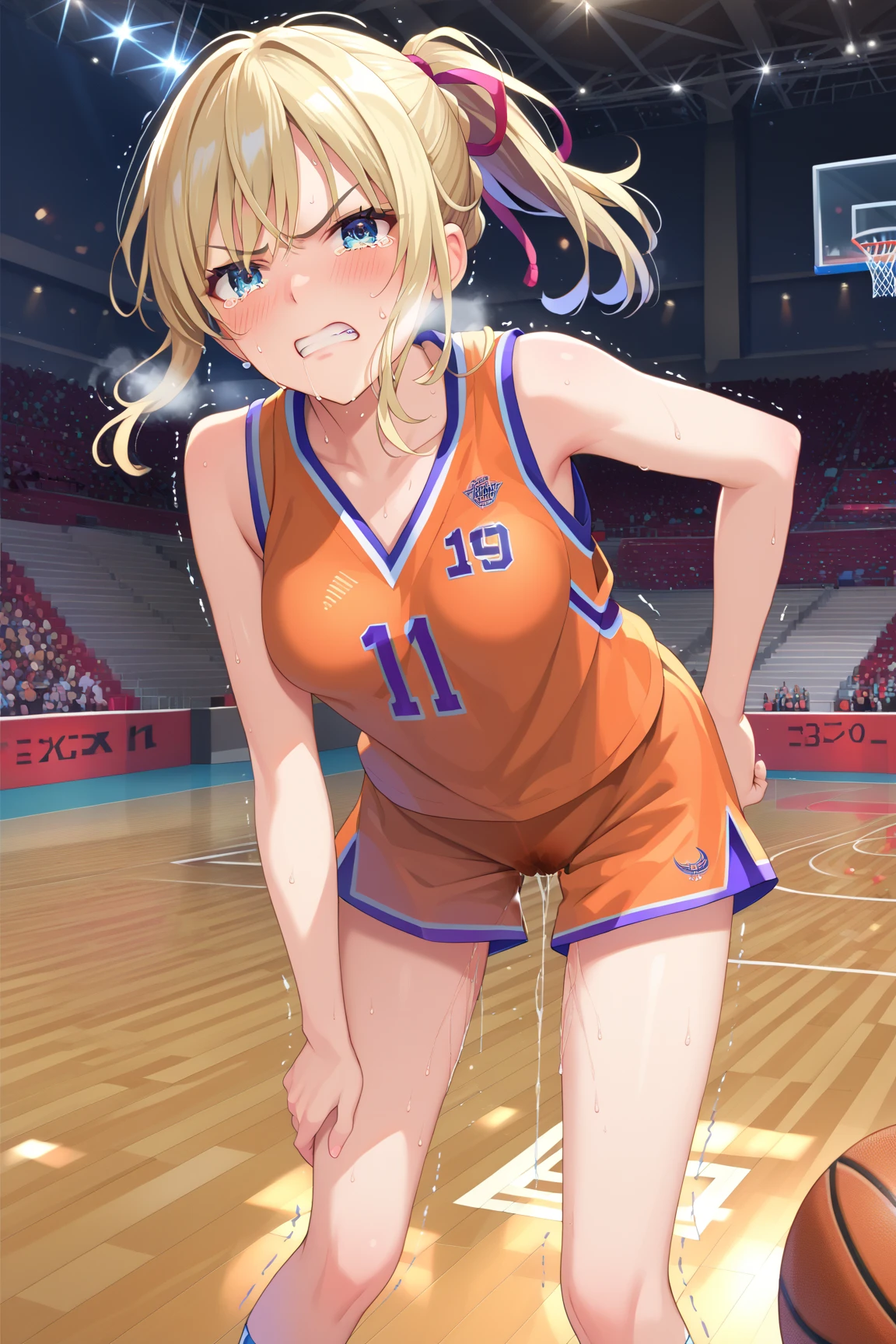 score_9, score_8_up, score_7_up , source_anime ,masterpiece, best quality, perfect anatomy , very aesthetic , official art,BREAK
blond、ponytail、medium breast, slender body, athlete body,thighs,
basketball uniform, basketball court,
BREAK blush, cry, tear, angry, clenched teeth:0.2,
BREAK sweat, breath, dripping pussy juice,
BREAK (trembling:1.4), bent over,
BREAK boy,sex,penis,
audience, masterpiece, best quality, highres,