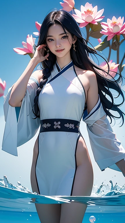 Photo shoot by a professional photographer、Half-body portrait of a Korean woman with braided hair, Beautiful and captivating to everyone's eyes, Under the eyes, Night Photo, Wear a tank top, Decorate your hair with flowers, UHD, masterpiece, anatomically correct, textured skin, high details, best quality, 8k