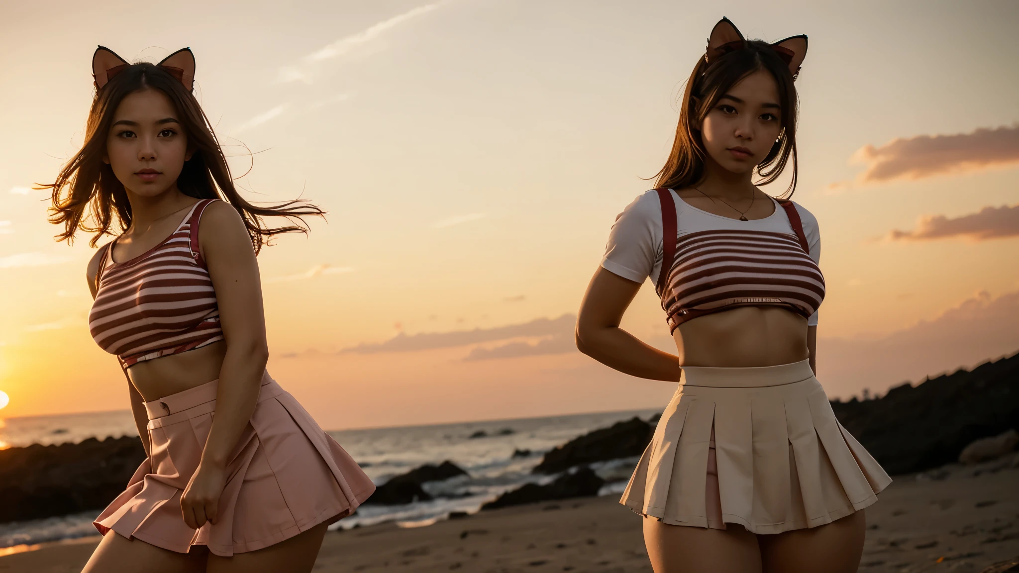 WIND LIFTING TABBY GIRL SKIRT- MICRO PANTIES- SUNSET
