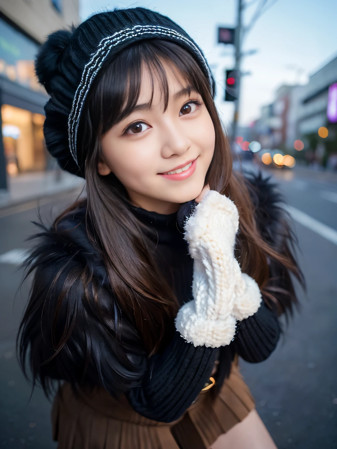 （8K、Raw photography、Highest quality、masterpiece：1.2),(Black Hair、Dark Eyes:1.9),(:1.6)、View your viewers,Front view,White skin,(:1.4)、(Tight waist:1.6)、(Clothes that accentuate the shape of the breasts:1.0)、(Big Breasts :1.3)、Slim figure、Ultra-high resolution,beautiful,beautiful fece,(One person、No background:1.9),whole bodyボディー,Japanese women,（reality的：1.37）、Photon Mapping,reality、(Baby-faced and cute: 1.4)、(Cute Smile: 1.8)、(Round face: 1.8)、Radio City、Physically Based Rendering、Depth of field rally background、photograph, (I can see your knees、Thigh close-up:1.8),（:1.6）,whole body、Great quality