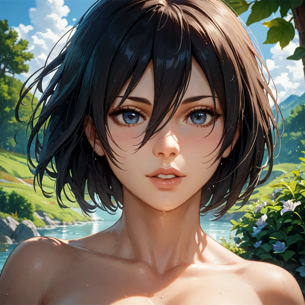 (masterpiece, highest quality:1.3)
Yuna FF10,  One girl, alone, View Viewer, smile, short hair, blue eyes, ,Completely naked、All Nude、in the forest、lake、smile、On all fours、Upper body close-up、Hi-Hi Pose、Upper body close-up