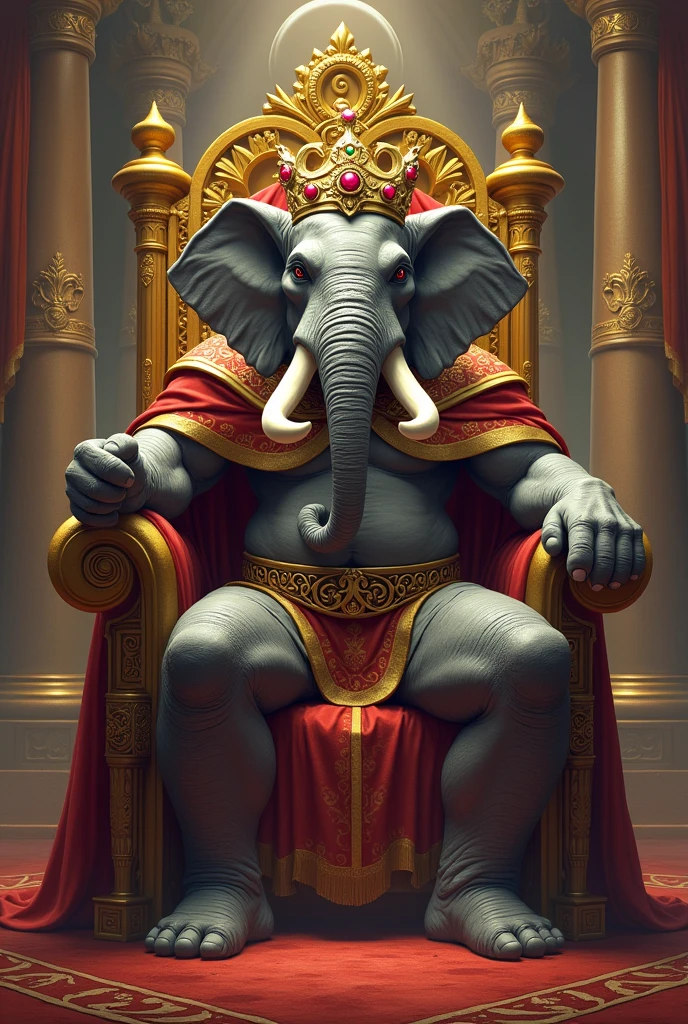 illustration,1man,elephant,furry,nude,nsfw,penis,testicles,wide hips,overweight,trunk,seductive,(((ultra detailed))),seductive,muscular,looking down,dominant,wise,regal,throne,desert,egyptian