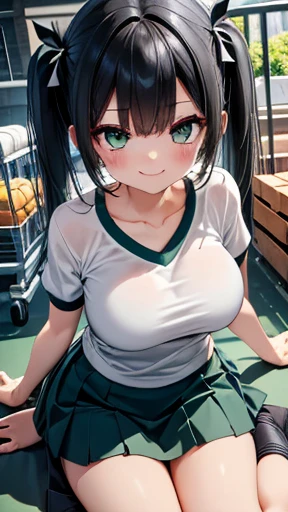 (nsfw), masterpiece, highest quality, High resolution, (To Love-Ru,(Haruna Sairenji)), (Topless:1.5), (tits:1.5), (Big Breasts:1.5), , Green bow tie, Collared shirt, White shirt, Sweater vest, Yellow vest, Short sleeve, Checked skirt, Green Skirt, (Put your arms behind your back), Leaning forward, Are standing, Outdoor, smile, Open your mouth, cherry blossoms,