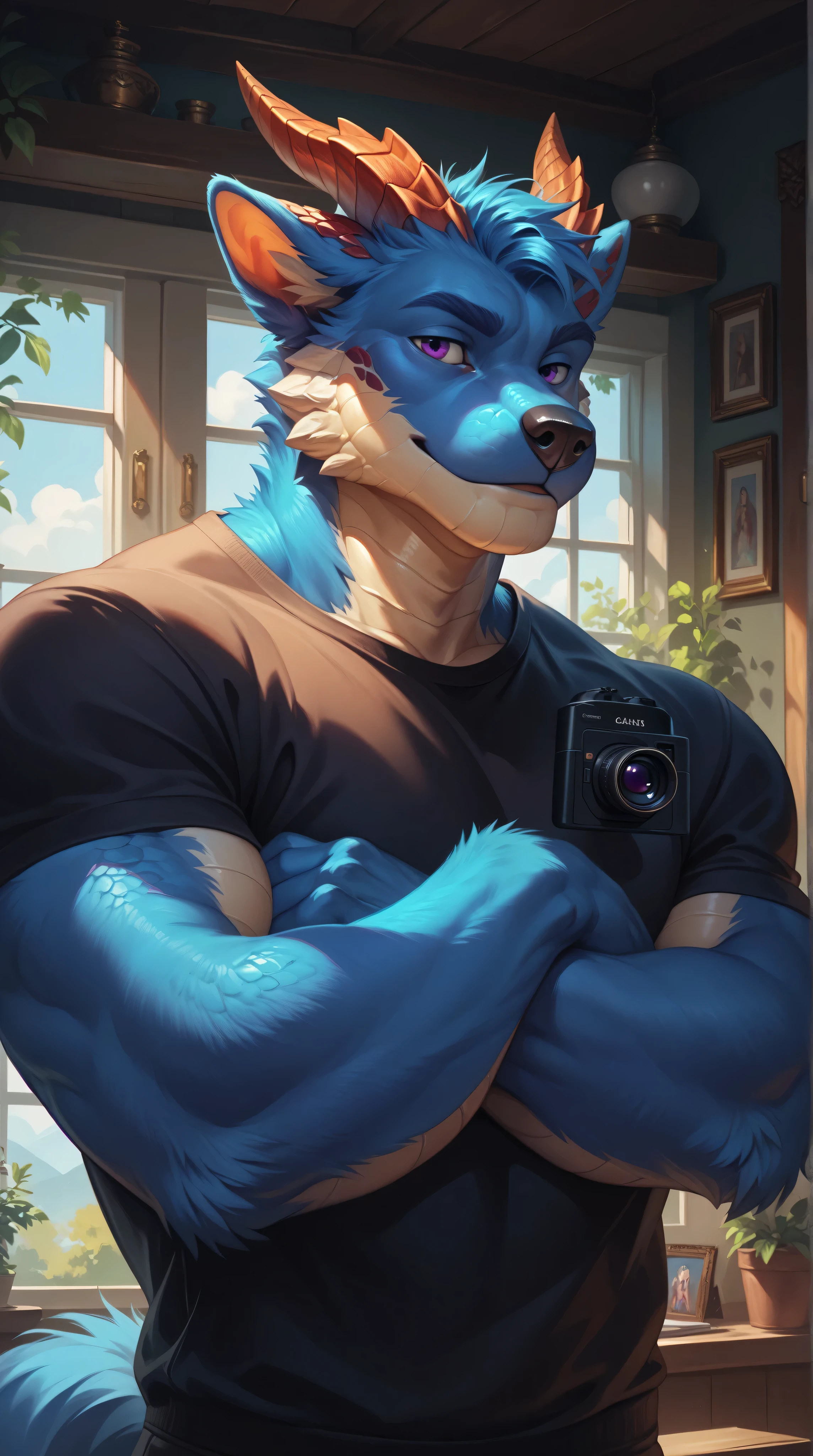 <lora:tindalos-06:1>, tindalos, (soft shading), 4k, hi res, ((detailed face, detailed eyes, detailed)), (full body), by zackarry911, by zaush, (by personalami:0.5), mature male, bara, muscular, muscular male, (pose:1.3), solo, looking at viewer, smile, 1boy, navel, holding, nipples, male focus, cowboy shot, pants, stomach, clothes lift, scar, shirt lift, phone, abs, cellphone, lifted by self, holding phone, bulge, selfie, bare pectorals, grey fur
