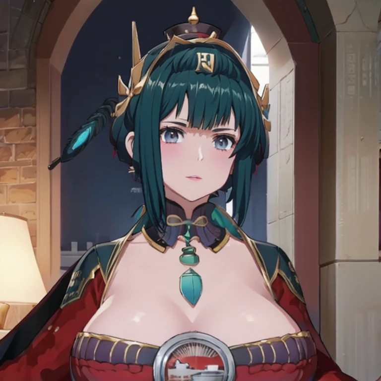 a woman with big breasts in castle china