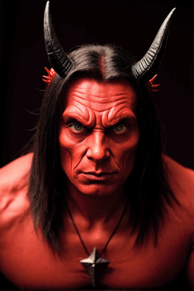 grotesque horror, , (stationary_restraints), (solo), , Karlach, (windblownface), demon girl, colored skin, crop top, black pants. slit pupils, scars, muscular, Red skin, dark skin, earrings, piercings,