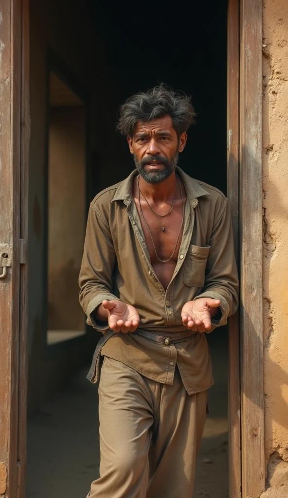 Small indian (((emaciated, impoverished))) man prostrating on the ground.