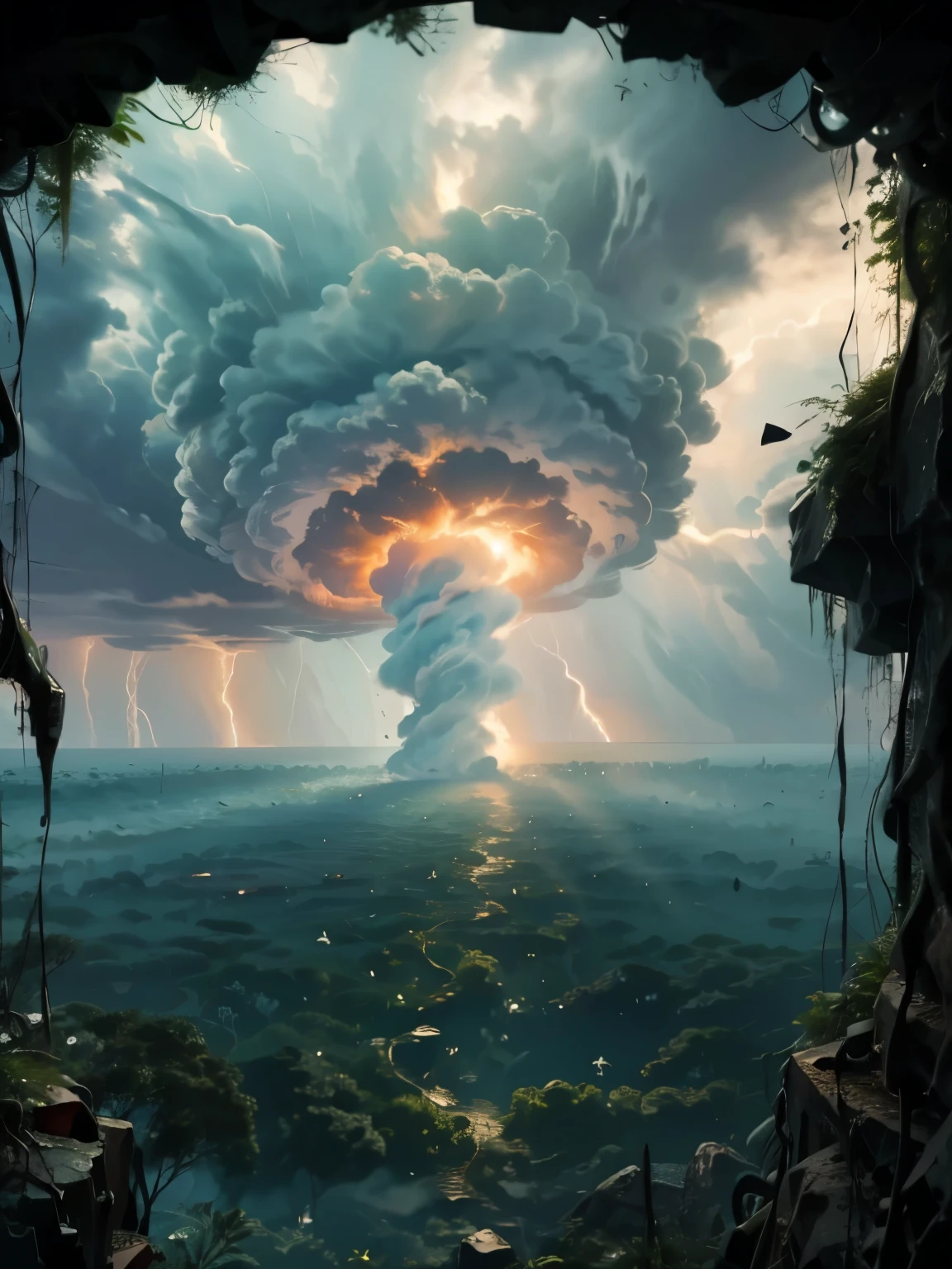 a massive, powerful tornado, a swirling vortex of destruction, epic storm clouds, dramatic lighting, photorealistic, hyper detailed, 8k, cinematic, masterpiece