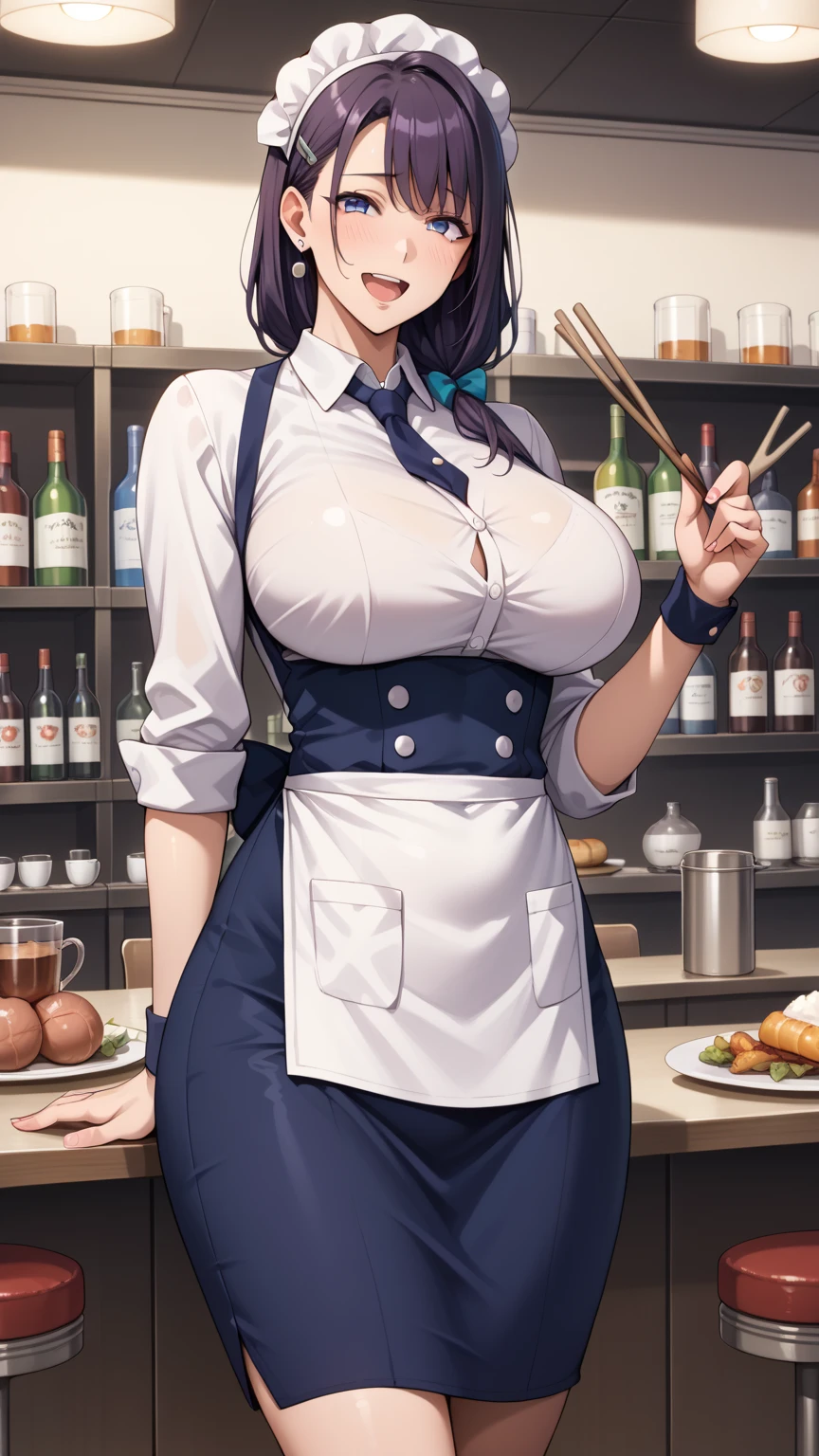 ((Masterpiece)),(((Best Quality)))((vulgar)),Japanese sexual addiction, 17 years, slim build, horny milf chef.,sweaty skin,transparent white chef uniform,toque,scarf,short hair,,orgasm,pussy juice,,(sweaty breasts:1.3),smile shyly,big breasts,vapor,Restaurant kitchens